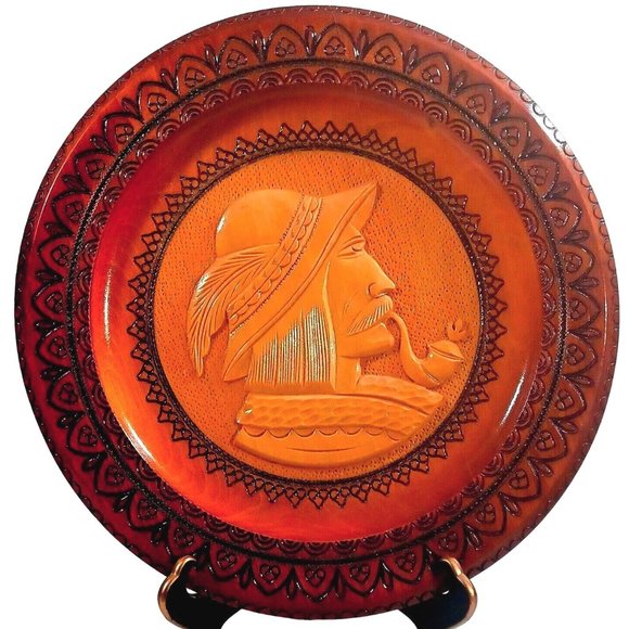 Zakopane Other - Zakopane Polish Folk Art  Carved Wood Wall Sculpture Plate Woodsman Noble Man